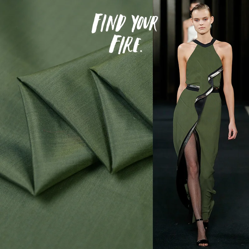 Green113cm Ширина 18Momme 100% шелк тафты ткань для платья бренд обычная окрашенная Сделай