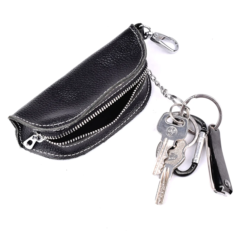 

Big Genuine Leather Key Cover Walllet Men Women Zipper Keychain Fashion Car Key Bag Housekeeper for Russia large keys Pouch