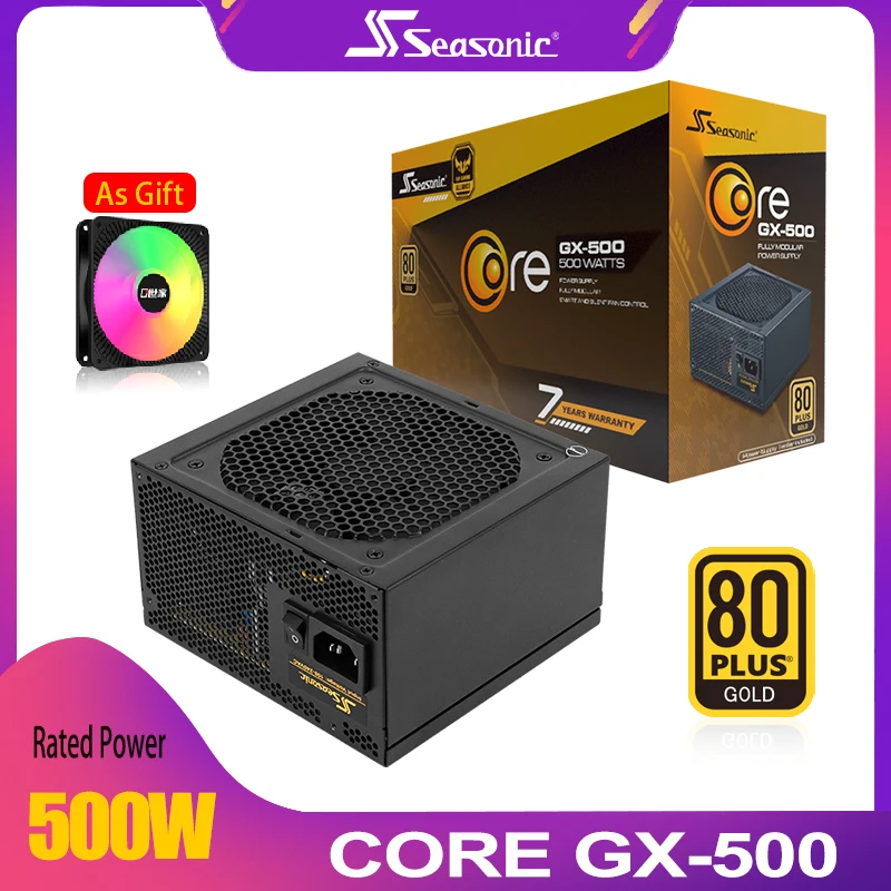 

Seasonic Power Supply 500W 80PLUS Gold PSU PFC Silent Fan ATX 24pin 12V GX-500 Desktop PC Computer SATA Gaming PC Power Supply