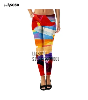 

LIASOSO 3D Print Colorful Painting Mid-waist leggings Women Girls Ladies Legging Female Leggings Ankle Pants Streetwear X2806