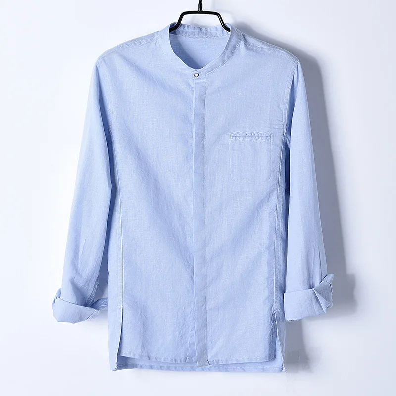 New arrival desinger long sleeve flax and cotton shirt men brand fashion autumn shirt mens plus size blue shirts male overhemd 
New arrival desinger long sleeve flax and cotton shirt men brand fashion autumn shirt mens plus size blue shirts male overhemd