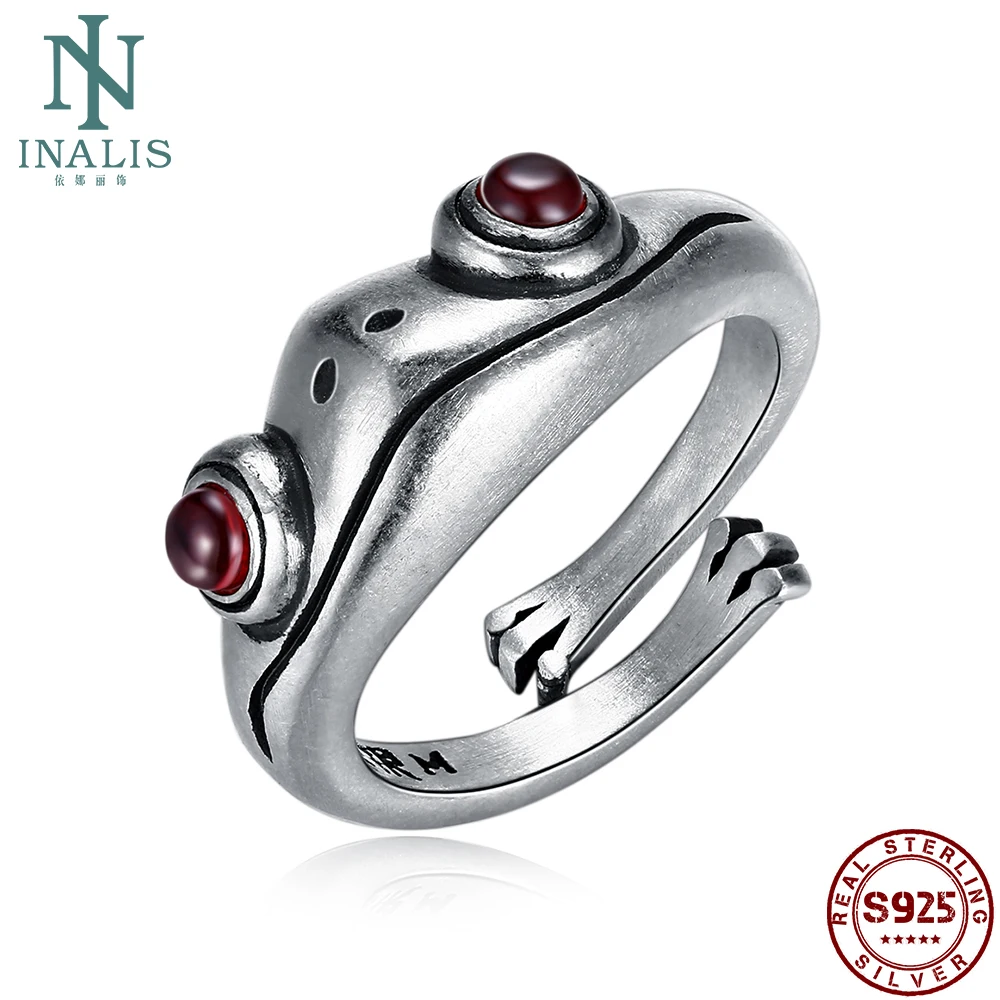 SILVERHOO S925 Silver Frog Rings For Women Red Garnet Eyes Adjustable Creative Animal Ring Men Female Valentine's Day Gift Punk
SILVERHOO S925 Silver Frog Rings For Women Red Garnet Eyes Adjustable Creative Animal Ring Men Female Valentine's Day Gift Punk