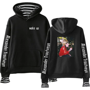 Alexander Trautveyn print Fake Two Piece Hoodies Women wake up Harajuku Hooded Sweatshirt Korean loose tops ins tide Trendy kpop