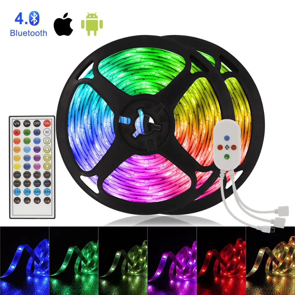 Bluetooth Control LED Strip Light RGB 5050 DIY Bluetooth LED light DC 12V Flexible Ribbon 5M Tape Diode For LED Room decoration
Bluetooth Control LED Strip Light RGB 5050 DIY Bluetooth LED light DC 12V Flexible Ribbon 5M Tape Diode For LED Room decoration