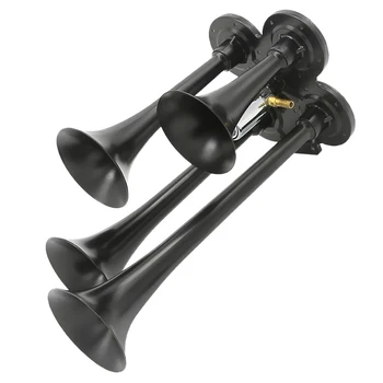 12V DC 150db Train Air Horn Kit, 4 Trumpet Train Horn with Electric Solenoid for Car Truck Train Van Boat (Black)
12V DC 150db Train Air Horn Kit, 4 Trumpet Train Horn with Electric Solenoid for Car Truck Train Van Boat (Black)