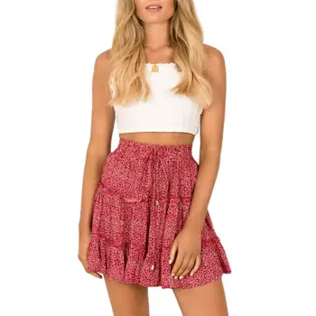 Women High Waist Drawstring Ruffle Flared Swing Mini Skirt Floral Polka Dot Leopard Print Pleated Beach Boho A-Line Skater Skirt 
Women High Waist Drawstring Ruffle Flared Swing Mini Skirt Floral Polka Dot Leopard Print Pleated Beach Boho A-Line Skater Skirt