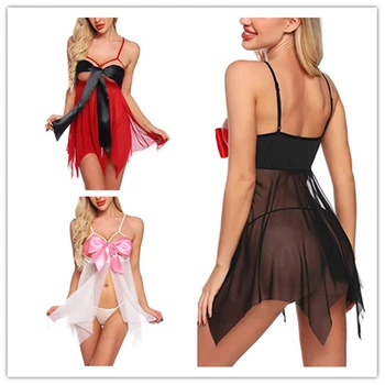AA Women's 2 Piece Set Lace Pajamas Bow Tie Underwear Sexy Mesh Sling Transparent Dress Pantie
AA Women's 2 Piece Set Lace Pajamas Bow Tie Underwear Sexy Mesh Sling Transparent Dress Pantie