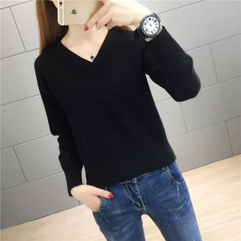 Spring V-Neck Long Sleeve Solid Color Sweater Women Fashion Loose Versatile Close Waist And Thin Knitted Top For Lady Sweater
Spring V-Neck Long Sleeve Solid Color Sweater Women Fashion Loose Versatile Close Waist And Thin Knitted Top For Lady Sweater