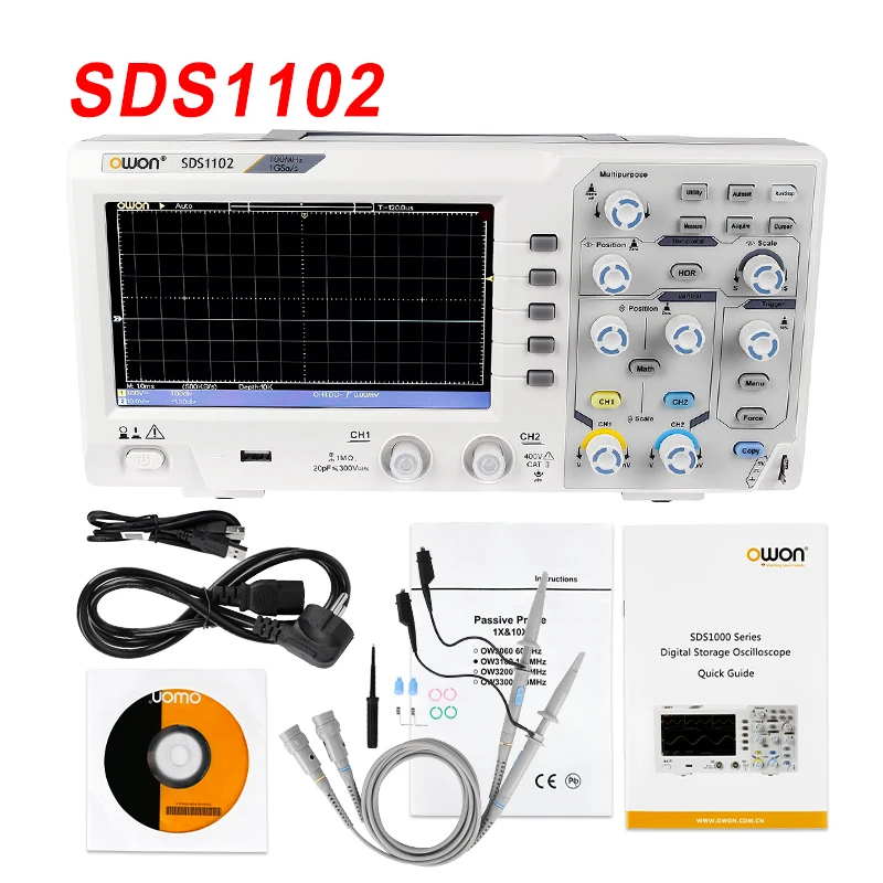 SDS1102 Oscilloscope 2-Channel LCD Digital Oscilloscopes 100MHZ Bandwidth 1GS/s High Accuracy Oscillo scope
SDS1102 Oscilloscope 2-Channel LCD Digital Oscilloscopes 100MHZ Bandwidth 1GS/s High Accuracy Oscillo scope