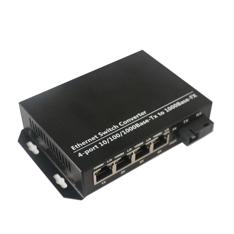 Gigabit Fiber Optical Media Converter Single mode 10/100/1000Mbps 1FX SC to 4TX UTP RJ45 G1000S-4TX-1310nm-20km
Gigabit Fiber Optical Media Converter Single mode 10/100/1000Mbps 1FX SC to 4TX UTP RJ45 G1000S-4TX-1310nm-20km