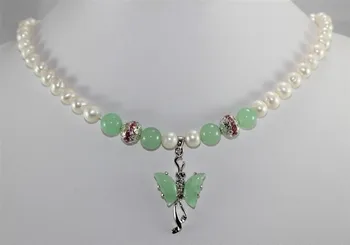 Wholesales -Jewelry Noblest white pearl &Jade green butterfly pendant necklace good
Wholesales -Jewelry Noblest white pearl &Jade green butterfly pendant necklace good