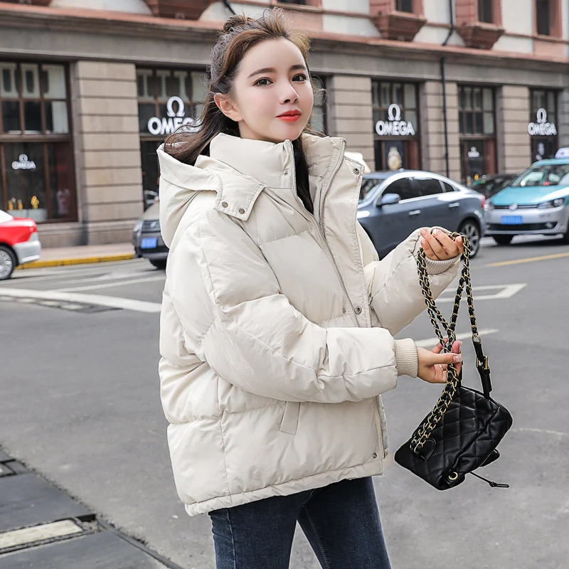 2020 New Autumn Winter Jacket Hooded Women Coat Loose  Cotton-padded Short Jackets Female Parka Warm Casual Plus Size Overcoat