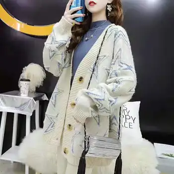 Female Casual Knitted Cardigan Women Spring Autumn Loose Cardigan Sweater Coat Cute Sweet Star Sweater Jacket New
Female Casual Knitted Cardigan Women Spring Autumn Loose Cardigan Sweater Coat Cute Sweet Star Sweater Jacket New
