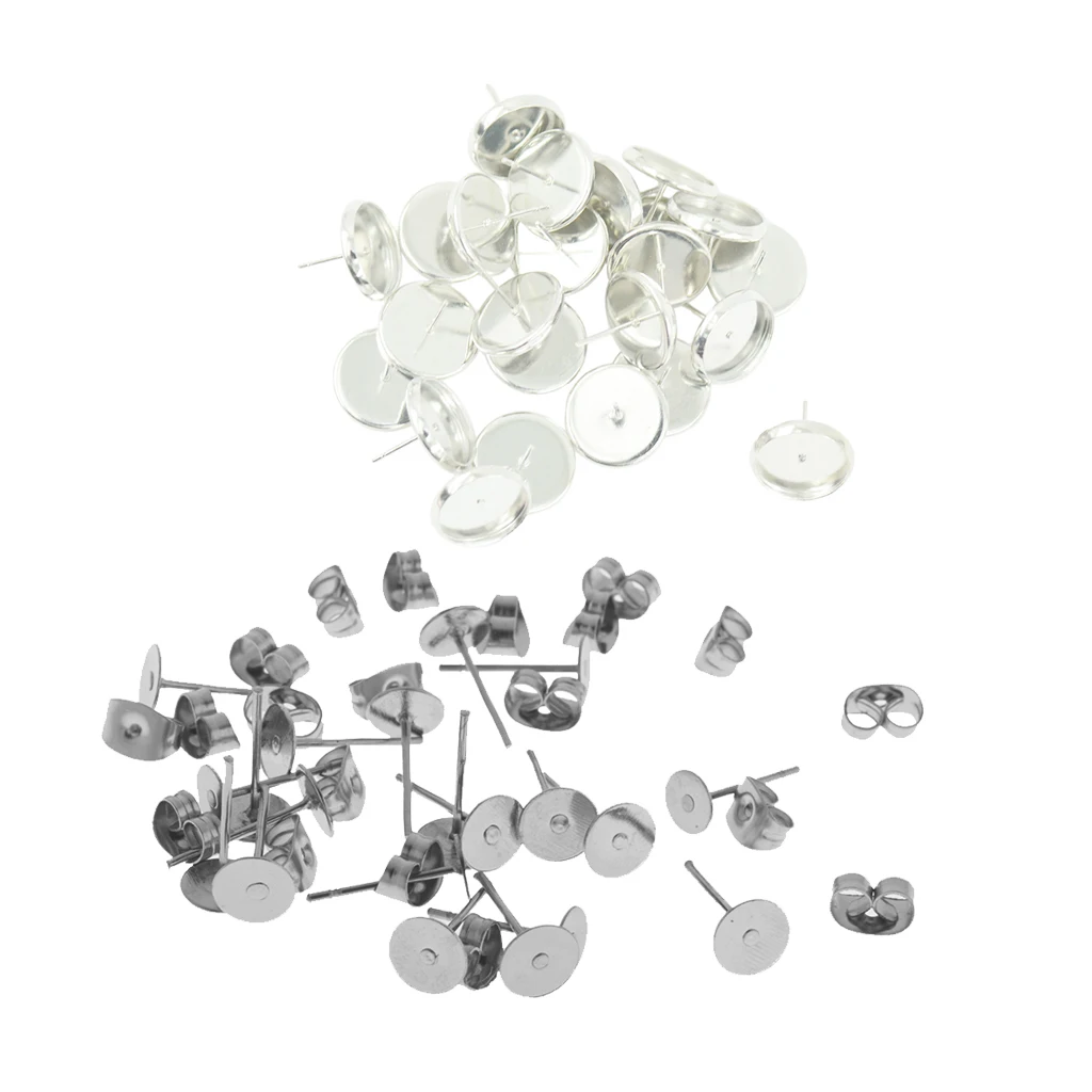 42pair White Pin Flat Earrings Base Equipment Position Nails 42pair White Pin Flat Earrings Base Equipment Position Nails