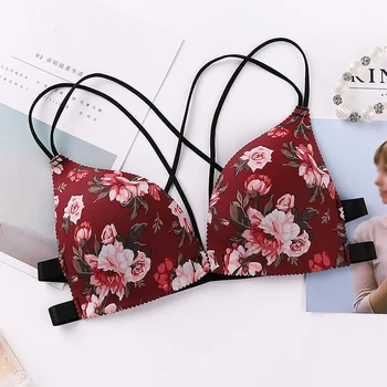 Women Flower Printed Bras Cross Beauty Back Front Buckle Wireless Bralette Female Fashion Sexy Lingerie Comfort Push Up Bras new
Women Flower Printed Bras Cross Beauty Back Front Buckle Wireless Bralette Female Fashion Sexy Lingerie Comfort Push Up Bras new