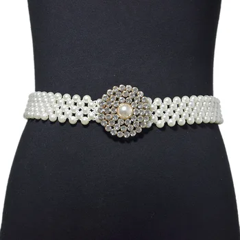 Women Bridal Imitation Pearl Stretch Waist Belt Chain With Rhinestone Buckle Wedding Dress Gown Decorative Jewelry Cummerbunds 
Women Bridal Imitation Pearl Stretch Waist Belt Chain With Rhinestone Buckle Wedding Dress Gown Decorative Jewelry Cummerbunds