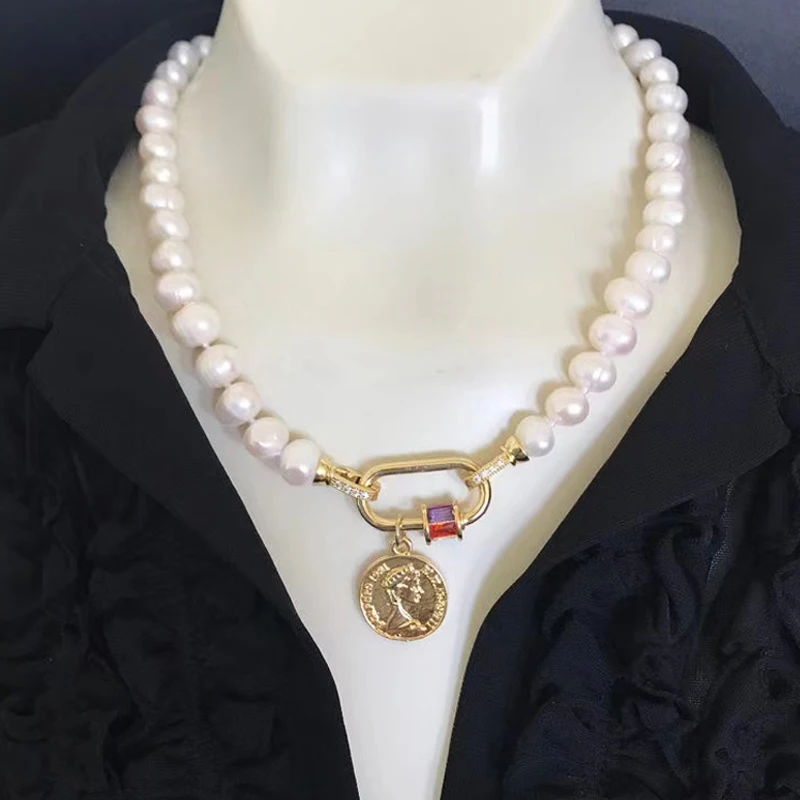 Fashion High Quality Natural Freshwater Pearl Necklace Handmade Gold-Color Coin Pendant Short Jewelry Gift For Women 2021 Collar
Fashion High Quality Natural Freshwater Pearl Necklace Handmade Gold-Color Coin Pendant Short Jewelry Gift For Women 2021 Collar