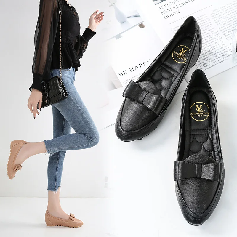 Women's Pointed-Toe Black And White with Pattern Work Shoes Flat Leather Shoes Commuting Women's Small Slanted Heel Shoes 2019 S
Women's Pointed-Toe Black And White with Pattern Work Shoes Flat Leather Shoes Commuting Women's Small Slanted Heel Shoes 2019 S
