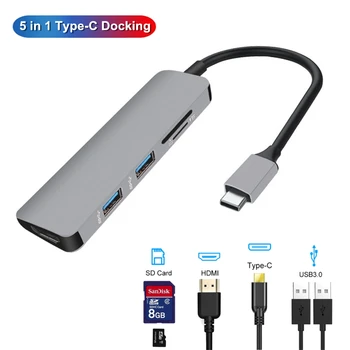 5 in one Docking Station USB 3.0 HDMI Ethernet for MacBook Pro iMac Pro Lenovo Type-C Data connector link functions 
5 in one Docking Station USB 3.0 HDMI Ethernet for MacBook Pro iMac Pro Lenovo Type-C Data connector link functions