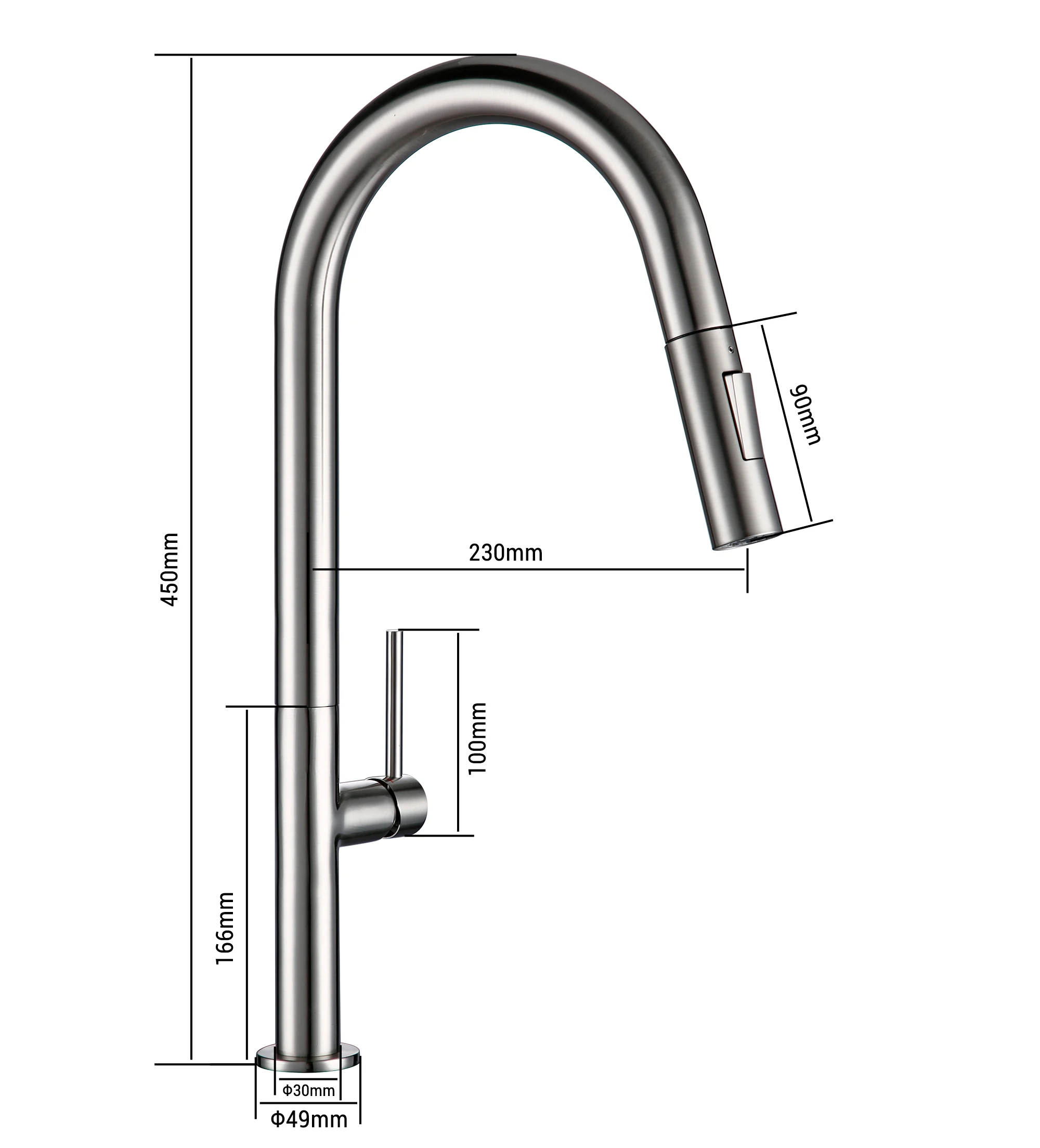 Brass Pull Out Kitchen Faucet Brushed Chrome and Black 360 degree rotation kitchen Hot and cold water Sink taps Kitchen Faucet
