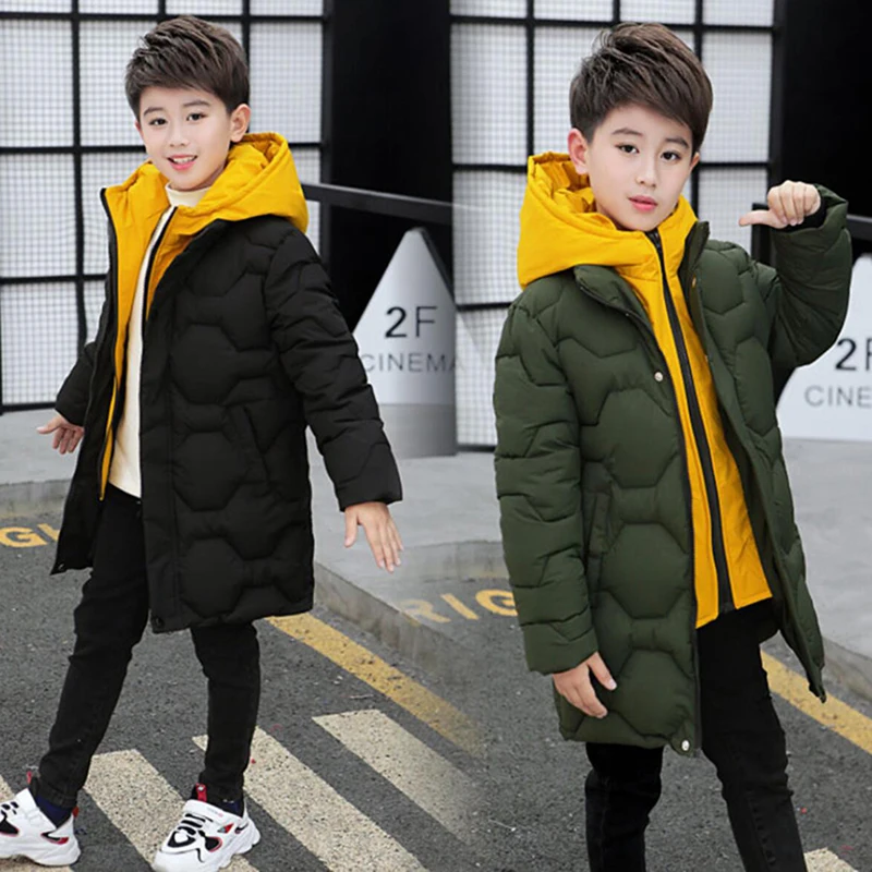 Winter Children Boys Keep Warm Thicken Warm Down Cotton-padded Jacket For Big Boys Army Green Long Snow Outerwear Coats New 2020
Winter Children Boys Keep Warm Thicken Warm Down Cotton-padded Jacket For Big Boys Army Green Long Snow Outerwear Coats New 2020
