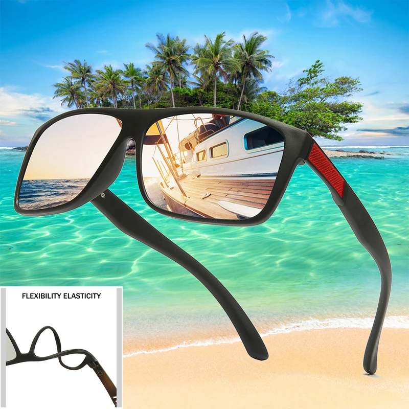 

Tr90 Polaroid Sunglasses Square Flexible Driving Rubber Square Sun Glasses Famous Brand Men Polarized Sunglases for Women Men