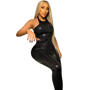 2020 Spring 2 Piece Set Women Crop Top + Long Pancil Pants Tracksuit Women Black Color Halter Backless Clothes 
2020 Spring 2 Piece Set Women Crop Top + Long Pancil Pants Tracksuit Women Black Color Halter Backless Clothes