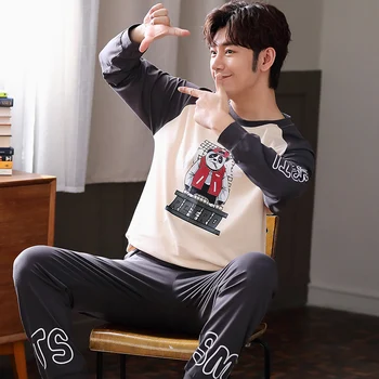 Pajama men's autumn Pullover long sleeve cotton spring and autumn leisure suit men's pajamas autumn and Winter Youth cotton home
Pajama men's autumn Pullover long sleeve cotton spring and autumn leisure suit men's pajamas autumn and Winter Youth cotton home