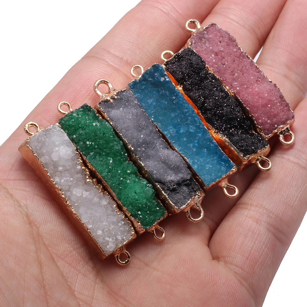Natural Stone Agates Pendants Connectors Rectangular Multi-color Crystal Teeth Double Hole for Making DIY Necklace or Jewelry
Natural Stone Agates Pendants Connectors Rectangular Multi-color Crystal Teeth Double Hole for Making DIY Necklace or Jewelry