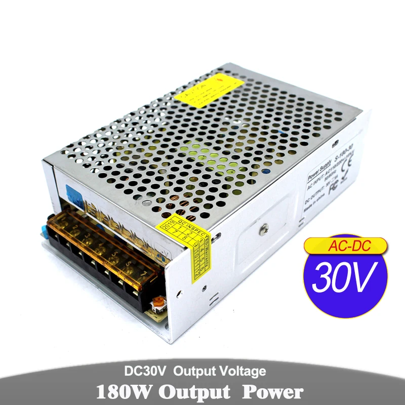 Single Output 180W 6A 30V DC Switching Power Supply Driver AC110V 220V Input to DC30V SMPS for CCTV camera LED Light Machinery
Single Output 180W 6A 30V DC Switching Power Supply Driver AC110V 220V Input to DC30V SMPS for CCTV camera LED Light Machinery