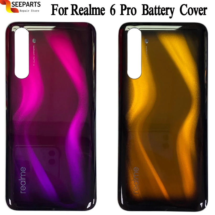 Задняя крышка батарейного отсека для OPPO Realme 6 Pro задняя стеклянный чехол Сменный