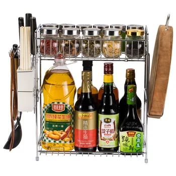 Kitchen racks landing metal 2 layer seasoning rack seasoning rack storage rack multi-functional items kitchen supplies Lu41914 
Kitchen racks landing metal 2 layer seasoning rack seasoning rack storage rack multi-functional items kitchen supplies Lu41914