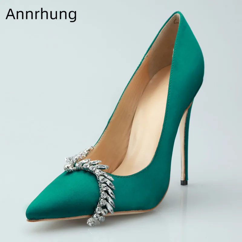 OL Style Pumps Crystal Decor High Heels Women Concise Pointy Toe Thin High Heels Green Party Shoes Women Slim Shallow Shoes
OL Style Pumps Crystal Decor High Heels Women Concise Pointy Toe Thin High Heels Green Party Shoes Women Slim Shallow Shoes