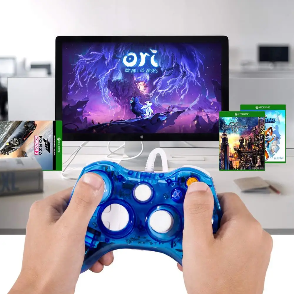 Wired Game Controller USB Gamepad Transparent Joystick Joypad with LED Lights for Xbox 360 and PC Windows XP/7/8/8.1/10/Vista
Wired Game Controller USB Gamepad Transparent Joystick Joypad with LED Lights for Xbox 360 and PC Windows XP/7/8/8.1/10/Vista
