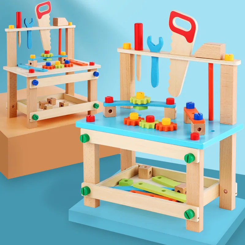Детские Деревянные Монтессори игрушки DIY гайки шурупы инструменты собирать
