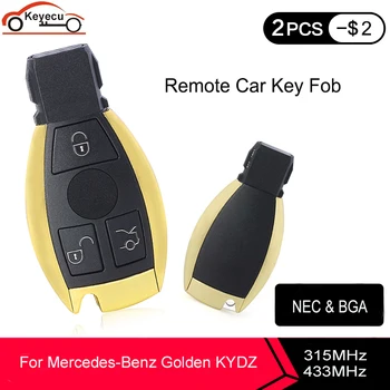 

KEYECU 3pcs/lot Golden KYDZ Smart Remote Car Key FOB 3 Buttons 315MHz / 433MHz for Mercedes BENZ 2000+ Support NEC & BGA Keyless