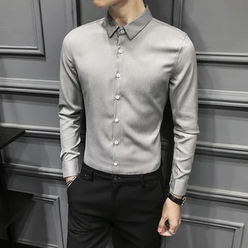 Solid Men Dress Shirt Brand New 2020 Spring Long Sleeve Mens Casual Shirts Slim Fit All Match Night Club Tuxedo
Solid Men Dress Shirt Brand New 2020 Spring Long Sleeve Mens Casual Shirts Slim Fit All Match Night Club Tuxedo