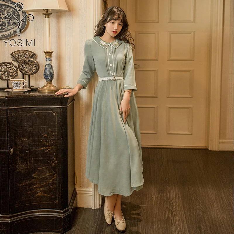 YOSIMI 2019 Autumn Winter Floral Embroidery Long Women Dress Corduroy Vintage Mid-calf Female Vestidos Fit and Flare Green Dress
YOSIMI 2019 Autumn Winter Floral Embroidery Long Women Dress Corduroy Vintage Mid-calf Female Vestidos Fit and Flare Green Dress