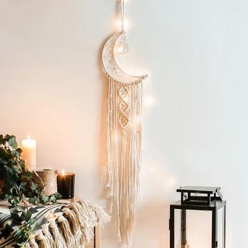 Tassel Macrame Hand-woven Wall Hanging Tapestry Pendant LED Light String Moon Dream Catcher Boho Fashion Wall Art Decorations
Tassel Macrame Hand-woven Wall Hanging Tapestry Pendant LED Light String Moon Dream Catcher Boho Fashion Wall Art Decorations