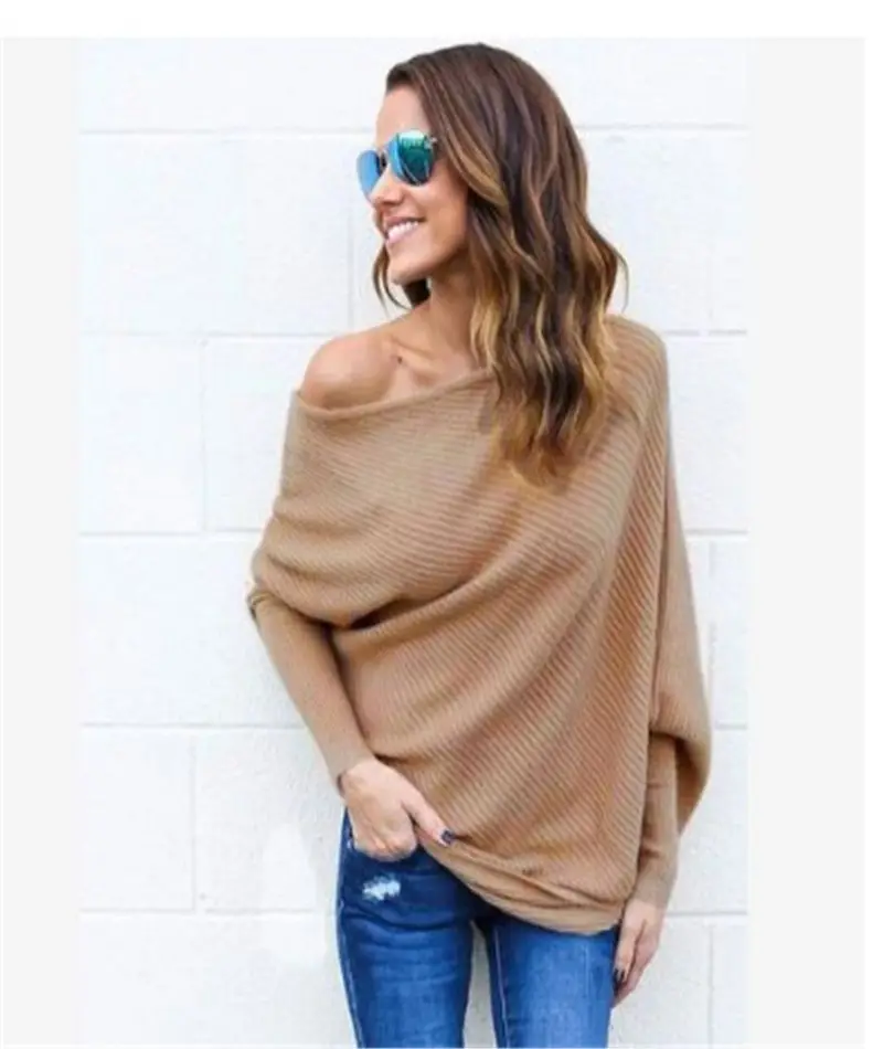 2020 Autumn Women's Tops Fashion Sexy Slash Neck Solid Off Shoulder Bat Sleeve Threaded Knitting Pullover Ladies T-shirt
2020 Autumn Women's Tops Fashion Sexy Slash Neck Solid Off Shoulder Bat Sleeve Threaded Knitting Pullover Ladies T-shirt