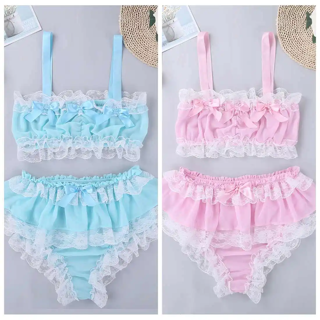 Mens Sissy Lingerie Set 2 Pieces Ruffled Lace Underwear Sexy Gay Male Sheer Mesh Skirted Panties Crop Top Nightwear Underwear
Mens Sissy Lingerie Set 2 Pieces Ruffled Lace Underwear Sexy Gay Male Sheer Mesh Skirted Panties Crop Top Nightwear Underwear