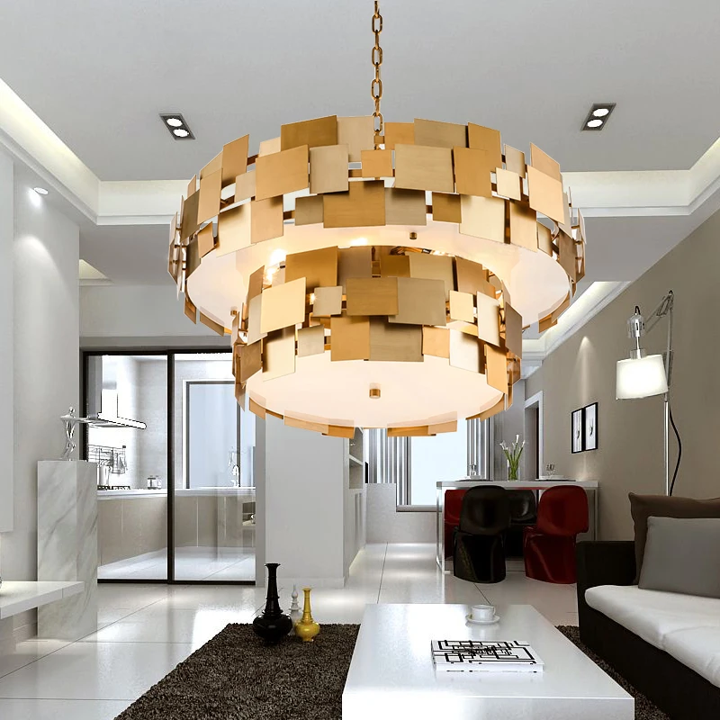 SGROW Metal Chain Handing Light Fixtures Art Iron Pendant Lamp Double Layer Stainless Steel Lights for Dinning Room Living Room 
SGROW Metal Chain Handing Light Fixtures Art Iron Pendant Lamp Double Layer Stainless Steel Lights for Dinning Room Living Room