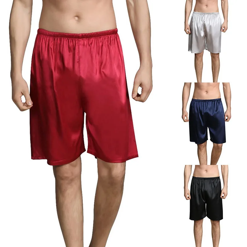 Летние штаны для сна Мужская одежда шорты удобные шелковые атласные дома мягкая