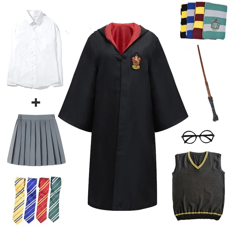 Cosplay Potter Costume Magic Robe Cape Suit Tie Scarf Wand Glasses Gift Potter Cosplay Clothes Halloween Costume Party Props
Cosplay Potter Costume Magic Robe Cape Suit Tie Scarf Wand Glasses Gift Potter Cosplay Clothes Halloween Costume Party Props