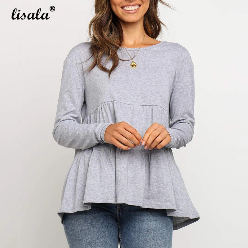 LISALA Grey Solid Elegant Blouse Top Women 2019 autumn long sleeves relaxed fit Basics Casual Ladies Blouses Black Winered
LISALA Grey Solid Elegant Blouse Top Women 2019 autumn long sleeves relaxed fit Basics Casual Ladies Blouses Black Winered