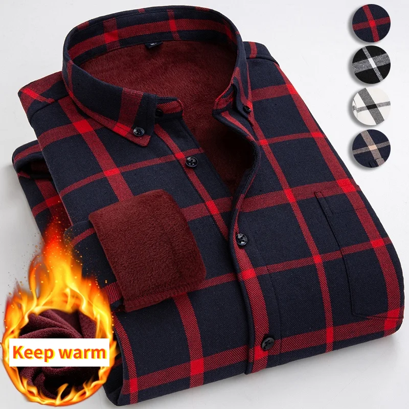 

Men's Fashion Slim Plaid Long Sleeve Shirt Casual Button Flannel Shirt Large Size M-4XL