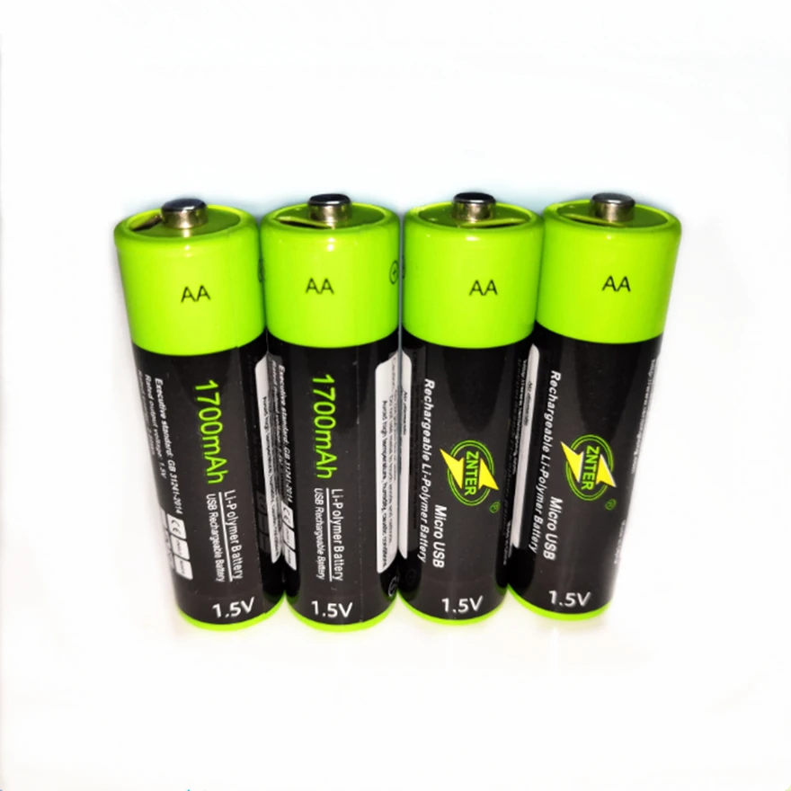 

4pcs/lot ZNTER AA Rechargeable Battery 1.5V AA 1700mAh USB Charging Lithium Battery Bateria without Micro USB Cable