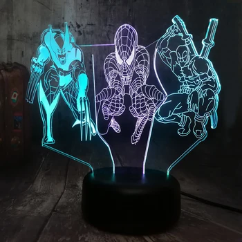 Spiderman X-Men Wolverine Deadpool Marvel Action Figures The Avengers 3D LED Mixed Color Night Light Home Decor Christmas toys
Spiderman X-Men Wolverine Deadpool Marvel Action Figures The Avengers 3D LED Mixed Color Night Light Home Decor Christmas toys