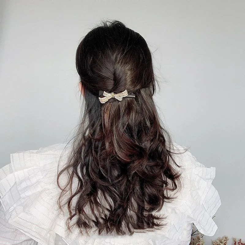 

korean Sweets ribbon hair clips bow for girls bowknot hair accessories 2020 woman stone Hair Claws silk opaski dla dziewczynek