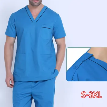 Men's Scrubs Set Pure Cotton Doctor Clothing Classic V-neck Nursing Uniform Short Sleeve Shirt with Side Vent
Men's Scrubs Set Pure Cotton Doctor Clothing Classic V-neck Nursing Uniform Short Sleeve Shirt with Side Vent